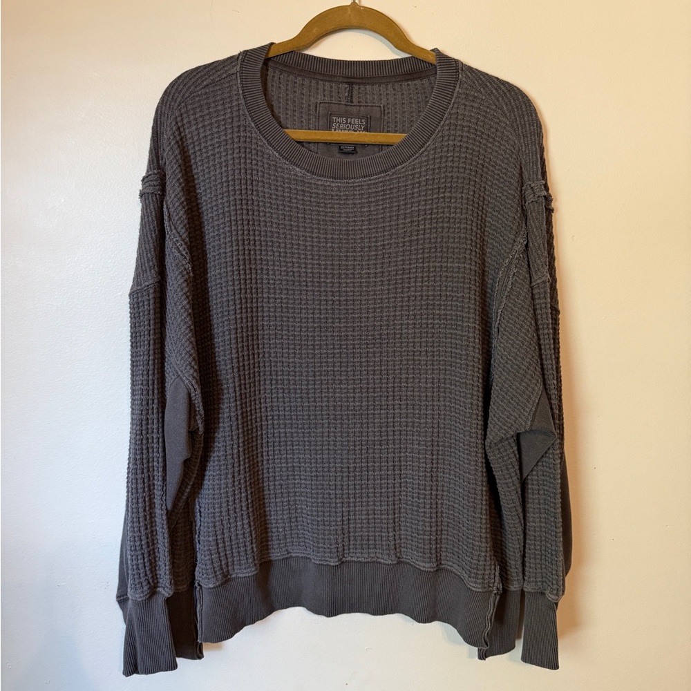 American Eagle Outfitters Charcoal Ribbed Sweater